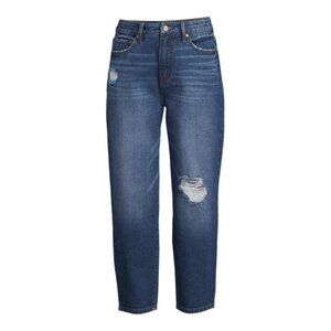 TIME & TRU WOMEN'S SIZE 6 JEANS BLUE DENIM HIGH RISE BARREL PANTS DISTRESSED NWT